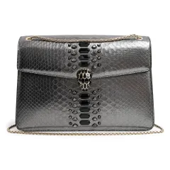 ブルガリ セルペンティ フォーエバー リミテッドエディション チェーン ショルダーバッグ 2Way 斜め掛け パイソン エキゾチックレザー シルバー 銀 ゴールド金具 288991 ミラー付 BVLGARI（未使用　展示品）