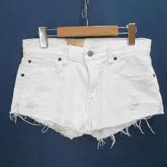 デニム&サプライ ラルフローレン DENIM & SUPPLY RALPH LAUREN デニムパンツ ジーンズ ショートパンツ ジップフライ 26 白系 ホワイト ダメージ加工 カットオフ 綿 コットン タグ付のサムネイル