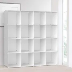 【人気商品】耐久性 多用途 省スペース 衣類収納ボックス 本棚 収納便利 収納ボックス ブラック 整理棚 組み立て式 1個幅30×奥行30×高30㎝ 収納ラック 16ボックス 大容量 収納棚 （ホワイト） Vacplus