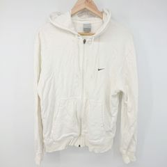 ◇ NIKE ナイキ ワンポイント シンプル 長袖 ジップアップ パーカー サイズL アイボリー系 メンズ P  【1306120001347】