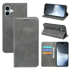 【数量限定】スタンド機能付き マグネット ケース ケース 5色(いphone16 耐衝撃 財布型 カード収納 ケース PUレザー 手帳型 手帳型 手帳型) カバー 16 iPhone (ライトグレー) 手帳型ケース いphone16 iPhone16