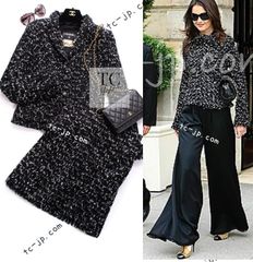 118万 シャネル ジャケット 入手困難 スーツ CHANEL ブラック パープル  