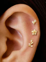 ジュエリー レディース イヤーアクセサリー セット 非対称ジルコニア 925 スターリングシルバー シングルピアス 3個セット、スタイルのピアスフープ、結婚式花嫁ジュエリーに適しています