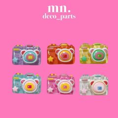 【1つ25円】18個/各3個★デコレーションパーツ　ハンドメイド　カメラ　透明　カラフル