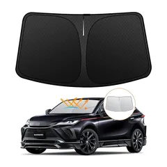 【強化版】トヨタ ハリアー 80系 フロントガラスサンシェード R2.06-現行 UVカット 吸盤不要 遮光断熱 Harrier 夏 紫外線 UVカット 簡単着脱 内装パーツ 車種専用設計 折り畳み式 収納袋付き 0