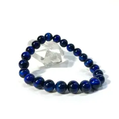 シンプル ブルータイガーアイ パワーストーン ブレスレット 8mm メンズ・レディース 男性・女性  数珠 虎目石  金運 ●