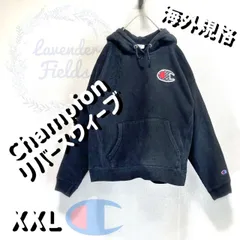 チャンピオンスウェットパーカーリバースウィーブChampion刺繍ワッペンロゴ大XXL黒ブラック古着