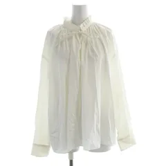 ボールジー BALLSEY トゥモローランド タグ付き ハイカウントサテン ネックフリルブラウス シャツ 長袖 36 白 ホワイト 11-01-04-01131 /RO