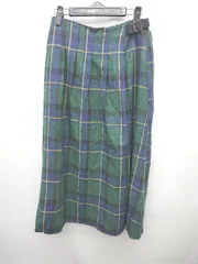 ◇ SM2 サマンサ モスモス チェック カジュアル ロング丈 フレア スカート サイズF グリーン系 マルチ レディース P  【1403110005870】