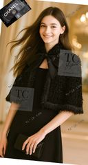 104万 シャネル ポンチョ ケープ CHANEL オレンジ ブラウン