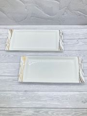 【新品】ナルミ　前菜皿　２枚セット　角皿　長角皿　皿　お皿　前菜　細長足　食器　食器セット
