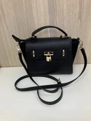 【中古品】Falchi NEW YORK 2WAYショルダーバッグ ハンドバッグ ブラック ゴールド 南京錠