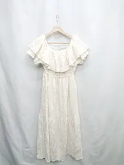 ◇ ⊂ w closet ダブルクローゼット 半袖 膝下丈 ワンピース サイズF ベージュ系 レディース E  【1503050028363】