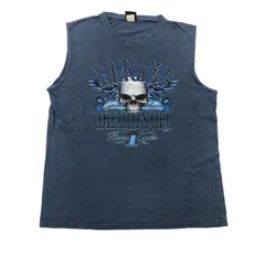 【物流センター】 中古 HARLEY-DAVIDSON | ハーレーダビットソン タンクトップ 2018 WOODSTOCK スカルプリント カラー ブルー サイズ：L 【101】