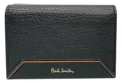 未使用 ポールスミス ミニ財布 財布　レディース メンズ　レザー　ブラック 黒 コンパクト 三つ折り 本革 コントラスト　 Paul Smith