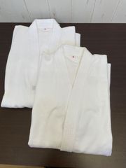 a591☆剣道防具☆白剣道着2枚セット☆綿100％☆0号☆未使用品☆経年保管品
