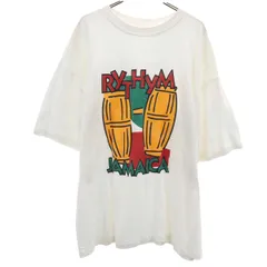 90s オールド RYTHYM JAMAICA 半袖 Tシャツ ホワイト シングルステッチ メンズ 古着