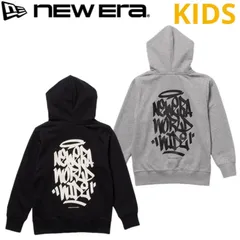 新品 NEWERA ニューエラ キッズ ユース 子供 長袖 パーカー スウェット フーディー プルパーカー バックプリント タギング 裏毛 ポケット ユニセックス 男の子 女の子 子供服 子供用 灰色 グレー 黒 ブラック 14693870 14693871