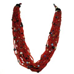 ♡美品♡ROSE BUDヴィンテージレッドビジュー装飾ネックレス - メルカリ