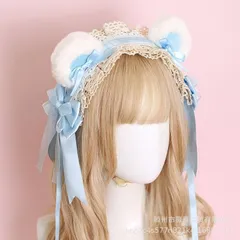 くま耳 ヘッドドレス 水色 ゴスロリ ロリータ コスプレ パーティ イベント