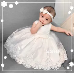 大人気　ヘアバンド付き　刺繍　ベビードレス　キッズドレス　子供服