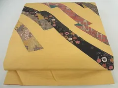 平和屋着物■太鼓柄京袋帯　紬地　切嵌　舞花文　jm2612