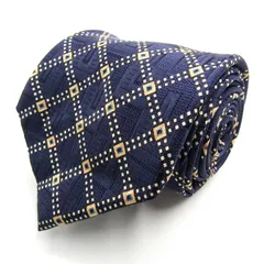 カナーリ ブランド ネクタイ チェック柄 スクエア柄 格子柄 シルク イタリア製 PO メンズ ネイビー CANALI 【中古】のサムネイル