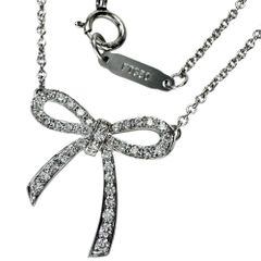 【TIFFANY&Co./ティファニー】ボウ リボン ダイヤモンド ネックレス Pt950プラチナ 3.0g 40.5cm レディース 【中古】【真子質店】【BL】