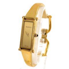 GUCCI グッチ 1500L QZ/SS ゴールド文字盤 レディース腕時計 バングルウォッチ 稼動品【PF-19】