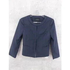 ◇ UNITED ARROWS green label relaxing 長袖 ノーカラー ジャケット 36 ネイビー *  【1002796875410】