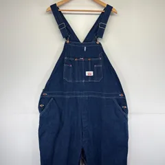 USA製/ROUND HOUSE 濃紺デニムオーバーオール古着/実寸W46L25 USA製/ROUND HOUSE 濃紺デニムオーバーオール古着/実寸W46L25