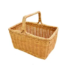 ラタン製かごバッグ 長角 一本手 籐 ベトナム ピクニック