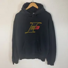 Reebok Iverson スウェット パーカー 刺繍ロゴ デカロゴ ブラック Oサイズ メンズ 古着 ストリート
