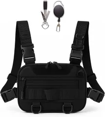 Thujopsis 釣りバッグ フィッシングバッグ タックルバッグ チェストバッグ 登山 サイクリング タクティカル 多機能 ラインカッター付き(ブラック)