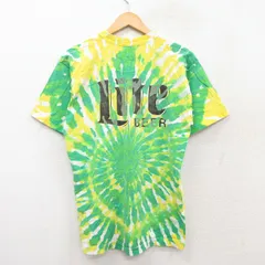 M/古着 フルーツオブザルーム 半袖 ビンテージ Tシャツ メンズ 90s ライト ビール コットン クルーネック 緑他 グリーン タイダイ 25aug04 のサムネイル
