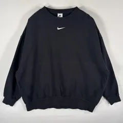 古着 ナイキ NIKE スウェット トレーナー プルオーバー  スウッシュ ワンポイントロゴロゴ刺繍 センターロゴ XS  ブラック メンズ