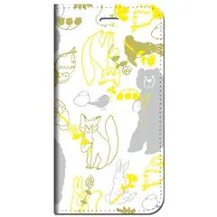 iPhone15 他 手帳型 ケース 森の仲間 イエロー ★ iPhone SE 8 13 12 他 iPhone各機種対応可能 スマホケース ★ 5r