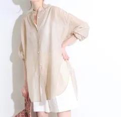 IENA LA BOUCLE イエナラブークル コットンシルククローンギャザーブラウス ハンドカラー シアーシャツ  21-050-914-1110-2-0 ベージュ フリーサイズ レディース 春 セントラルパーク名古屋店 1 国180Y