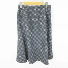 #w レリアン Leilian スカート 13 グレー 白 チェック柄 大きいサイズ ウール 日本製 952771 k01