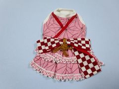 Hand made　胴回り32㎝　着物デザイン ワンピース　ピンク　中古
