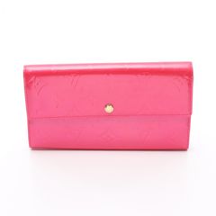 LOUIS VUITTON ルイ・ヴィトン ポルト モネ クレディ モノグラムヴェルニ フューシャ 二つ折り長財布