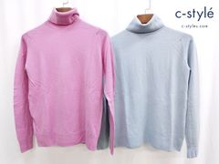 B967 [セット] JOHN SMEDLEY ジョンスメドレー ローゲージタートルネックニット M ピンク ブルー イギリス製 レディース | G★