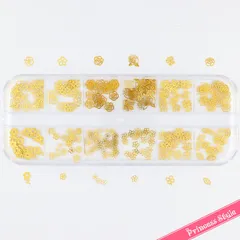 薄型メタル パーツ ゴールド240枚 ネイル レジン用セット 12種類×各20個ケース入 (フラワー)  【 UVレジン レジン レジン封入 封入 】