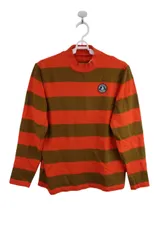 【美品】Jack Bunny(ジャックバニー) 長袖モックネックシャツ オレンジボーダー レディース 2 263-2266934 ゴルフ用品 2411-0134 中古