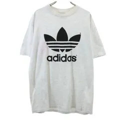 adidas アディダス 90s USA製 オールド トレフォイルロゴ 半袖 Tシャツ M グレー メンズ 古着