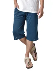 ハーフパンツ 《70Aネイビー杢》 新品 未使用 カチオンドライ 吸汗速乾 接触冷感 UVカット UPF50+ ステテコ 7分丈 パジャマ 部屋着 【A3L】【メール便2】 ファッション