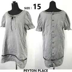 ペイトンプレイス/PEYTON PLACE★半袖/ミニワンピース【レディース15/3L/グレー/gray】ボタンワンピース/フリル/Tops/Shirts◆sBH943<sale>