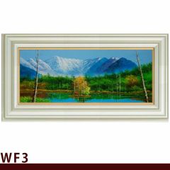 油彩画 小林幸三 「田代池」 WF3号 横長の絵 額入り 油絵 風景画