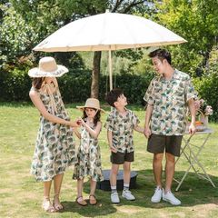親子コーデ 親子ペア ワンピース メンズ アロハシャツ 家族ペアルック 親子お揃い カップル お揃い 親子 ペアルック 親子 お揃い ママ レディース 花柄ワンピース パパ 夏 海 ビーチ 旅行 リゾート 写真撮影 qinzizh05