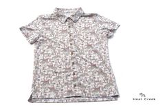 Pre-owned Heel Creek Animal and Botanical Print Short Sleeve Shirt | Women's Golf Wear | Size 40